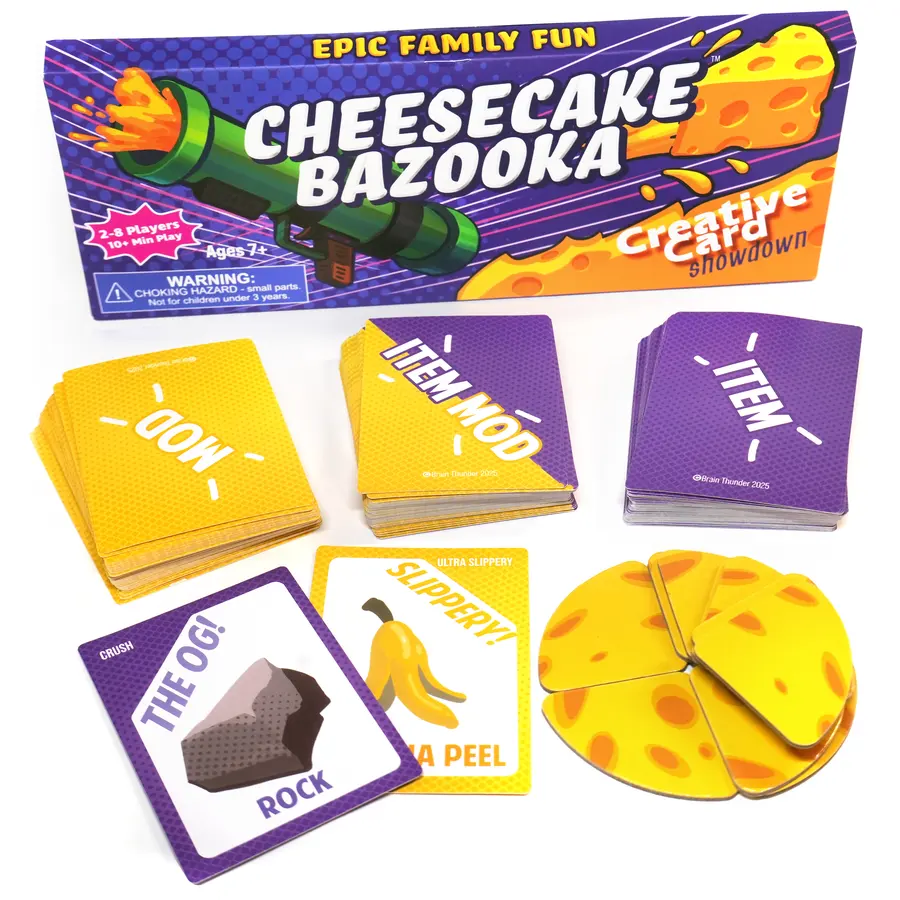 Cheesecake Bazooka box, cards and cheese tokens